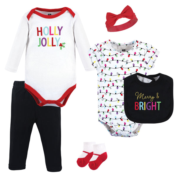 Hudson Baby Infant Girl Cotton Layette Set, Merry and Bright