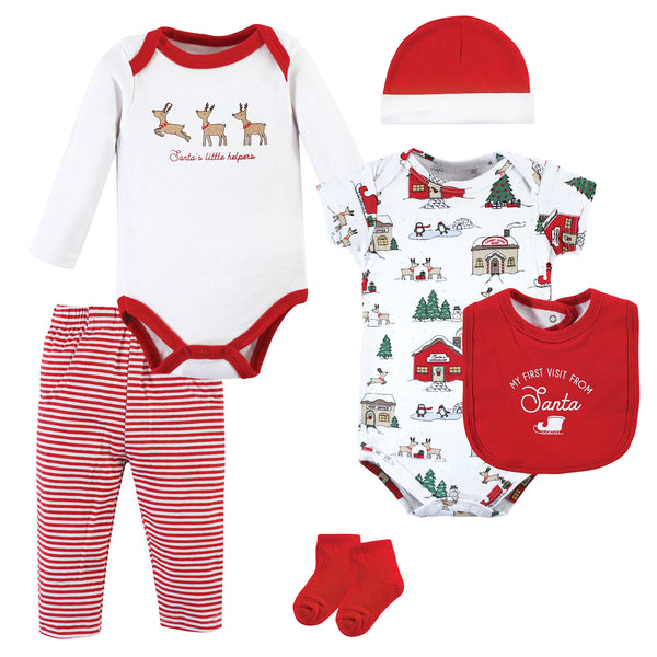 Hudson Baby Cotton 6-Piece Layette Set, North Pole