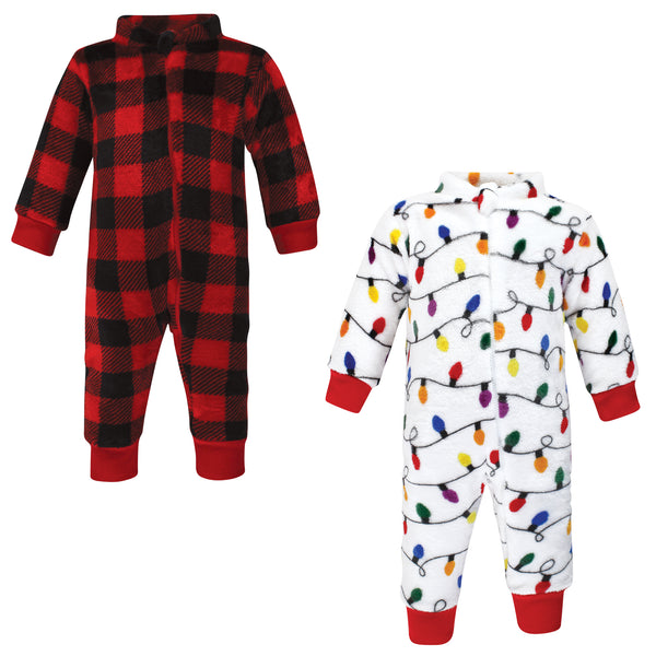 Hudson Baby Plush Jumpsuits, Christmas Lights, 2-Pack