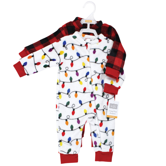 Hudson Baby Plush Jumpsuits, Christmas Lights, 2-Pack