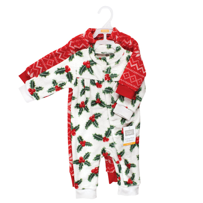 Hudson Baby Infant Girls Plush Jumpsuits, Holly