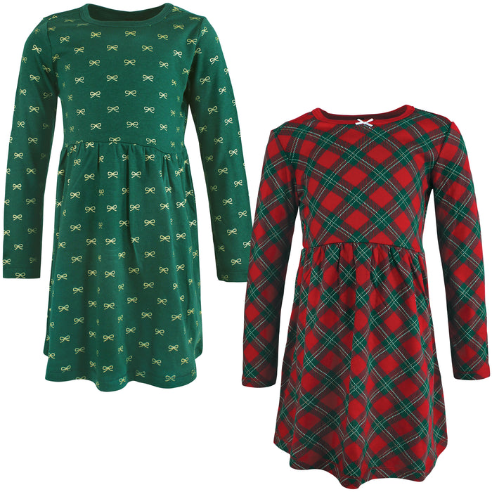 Hudson Baby Infant and Toddler Girl Cotton Dresses, Christmas Plaid