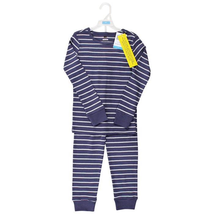 Hudson Baby Infant and Toddler Cotton Pajama Set, Denim Blue Stripe