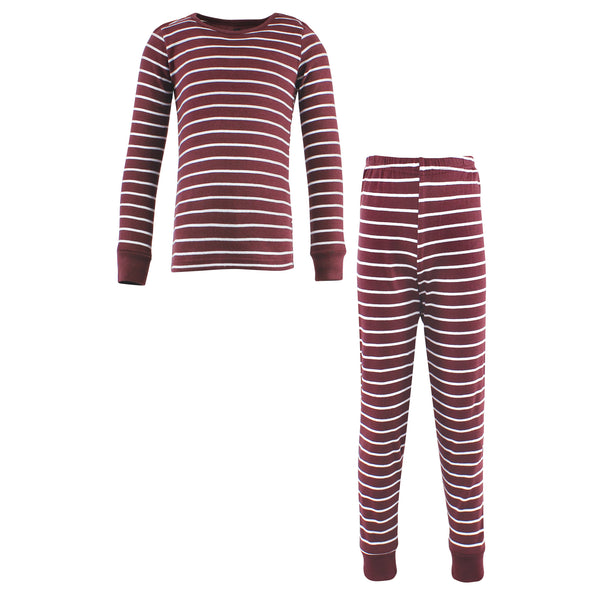 Hudson Baby Infant and Toddler Cotton Pajama Set, Burgundy Stripe