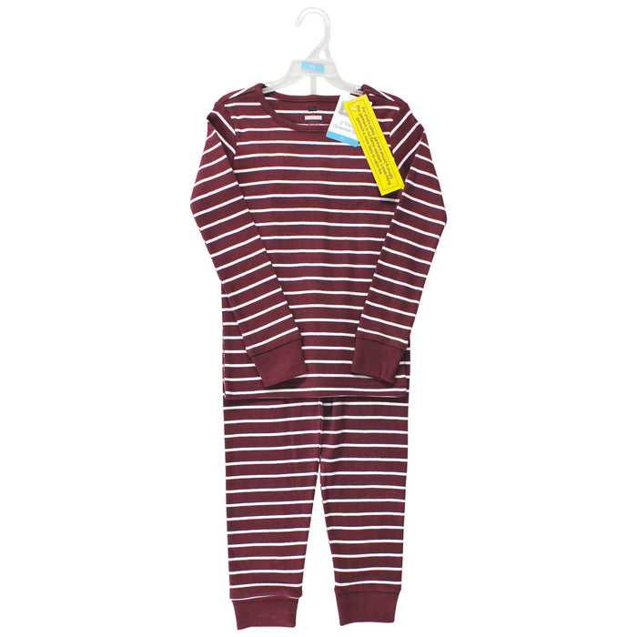 Hudson Baby Infant and Toddler Cotton Pajama Set, Burgundy Stripe