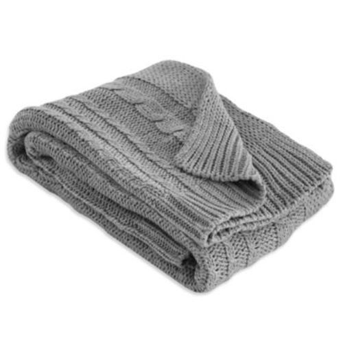 Burt's Bees Baby Organic Cotton Cable Knit Blanket, Heather Grey
