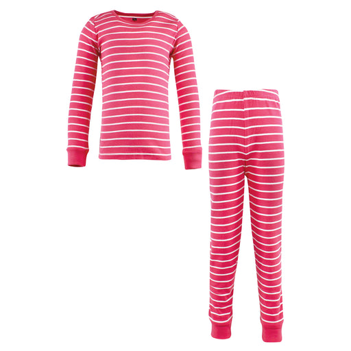 Hudson Baby Infant & Toddler Girl Cotton Pajama Set, Dark Pink Stripe