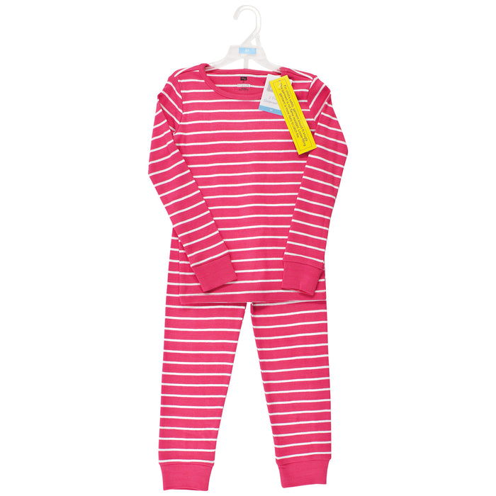 Hudson Baby Infant & Toddler Girl Cotton Pajama Set, Dark Pink Stripe