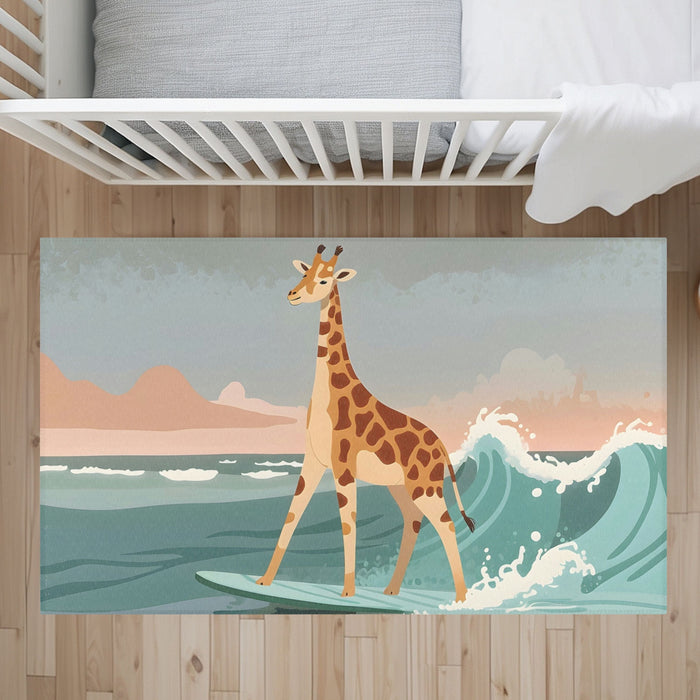 TeepeeJoy Girraffe Area Rug for Nursery and Kids Rooms - Longneck Surf