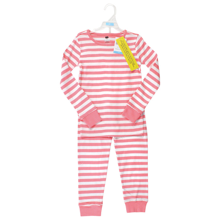 Hudson Baby Infant & Toddler Girl Cotton Pajama Set, Coral Stripe