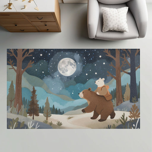 TeepeeJoy Bear Area Rug for Kids and Nursery Rooms - Wander Under Stars