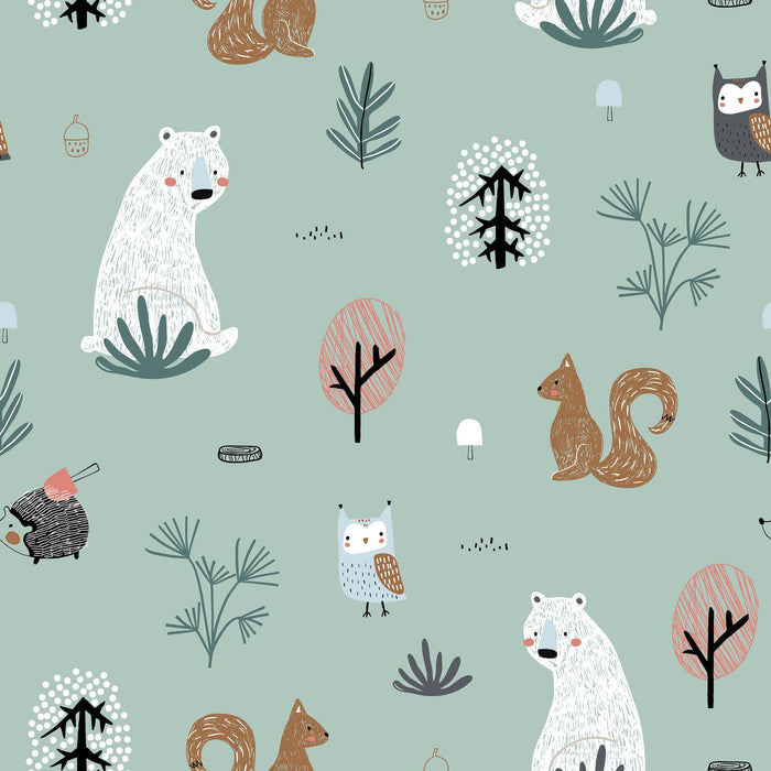 TeepeeJoy Bear Peel and Stick Wallpaper or Traditional Wallpaper - Charming Forest