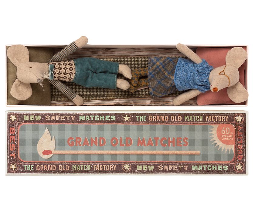 Maileg Grandma & Grandpa Mice in Matchbox