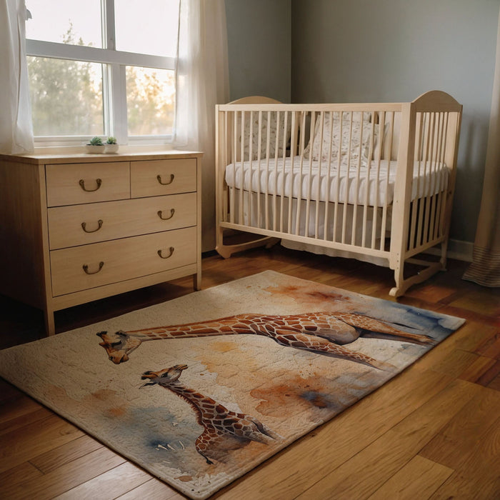 TeepeeJoy Nursery and Kids Giraffe Area Rug - Savannah Smiles