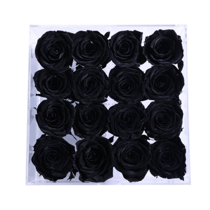 Rose Forever 16 Black Roses - Crystal Box