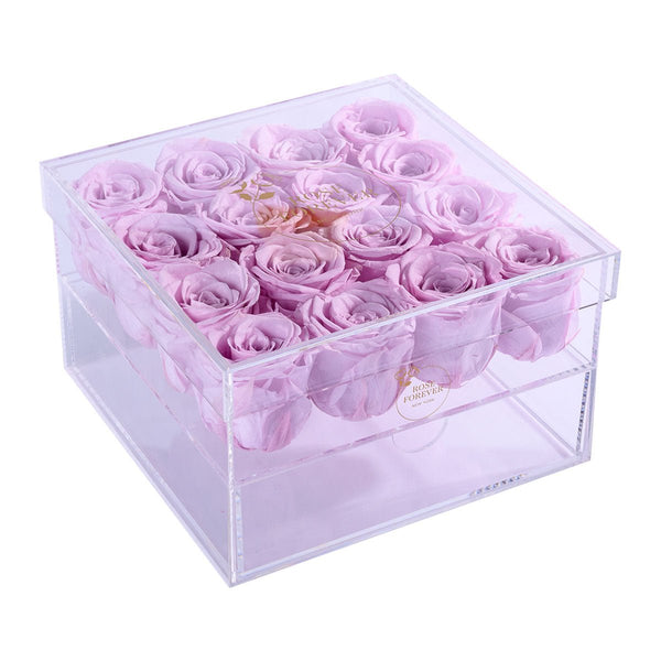 Rose Forever 16 Lilac Roses - Crystal Box