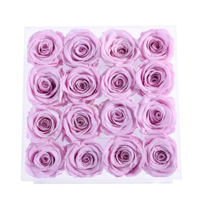 Rose Forever 16 Lilac Roses - Crystal Box