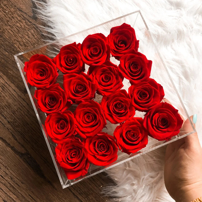 Rose Forever 16 Red Roses - Crystal Box