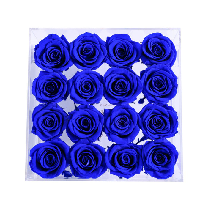 Rose Forever 16 Royal Blue Roses - Crystal Box