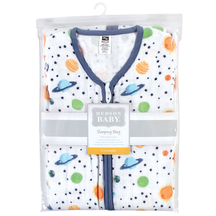 Hudson Baby Muslin Cotton Sleeveless Wearable Blanket, Space