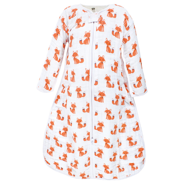 Hudson Baby Long Sleeve Muslin Wearable Blanket, Foxes