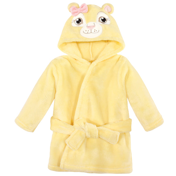 Hudson Baby Infant Girl Plush Animal Face Bathrobe, Lion