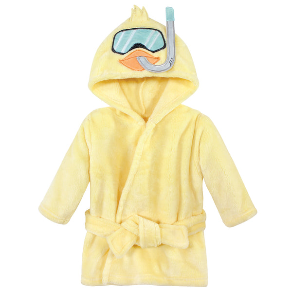 Hudson Baby Plush Animal Face Bathrobe, Scuba Duck, 0-9 Months