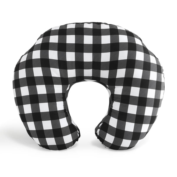 The Peanutshell Black and White Buffalo Plaid Nursing Pillow