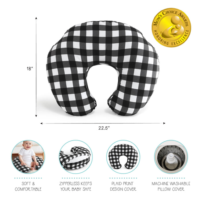 The Peanutshell Black and White Buffalo Plaid Nursing Pillow