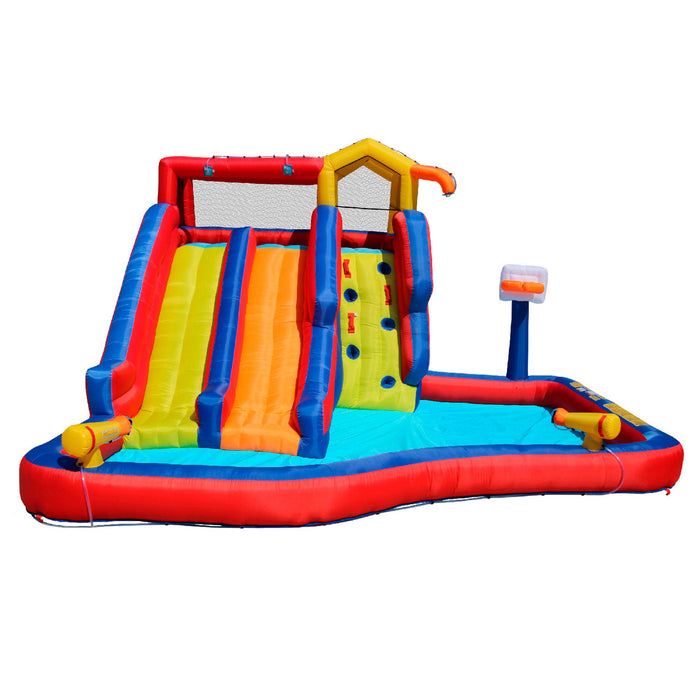 Banzai Twin Falls Kids Giant Outdoor Inflatable Dual Water Slide Splash Park Toy