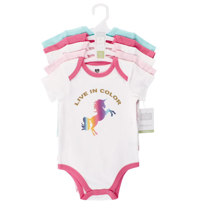 Hudson Baby Infant Girl Cotton Bodysuits, Pride