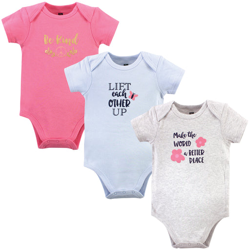 Hudson Baby Infant Girl Cotton Bodysuits, Be Kind Girl