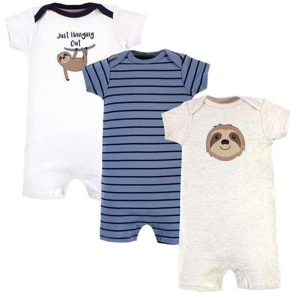 Hudson Baby Infant Boy Cotton Rompers, Sloth