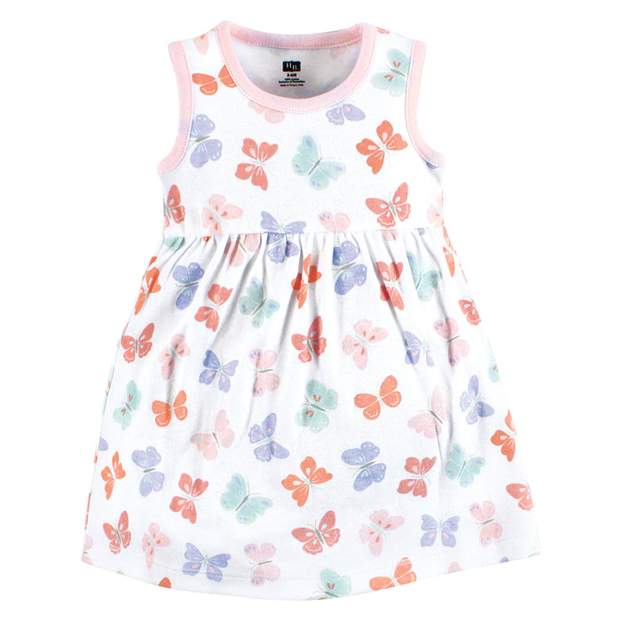 Hudson Baby Baby and Toddler Girl Cotton Dress and Cardigan Set, Pastel Butterfly