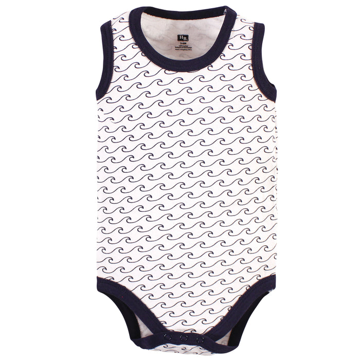 Hudson Baby Infant Boy Cotton Sleeveless Bodysuits, Shark Patrol