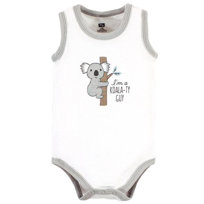 Hudson Baby Infant Boy Cotton Sleeveless Bodysuits, Zoo Animals