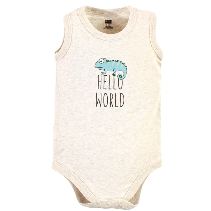 Hudson Baby Infant Boy Cotton Sleeveless Bodysuits, Zoo Animals