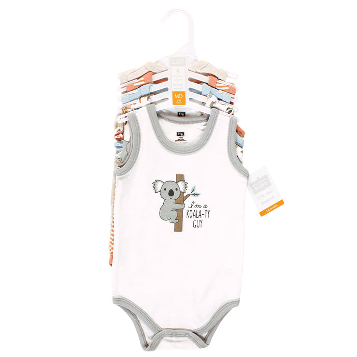 Hudson Baby Infant Boy Cotton Sleeveless Bodysuits, Zoo Animals