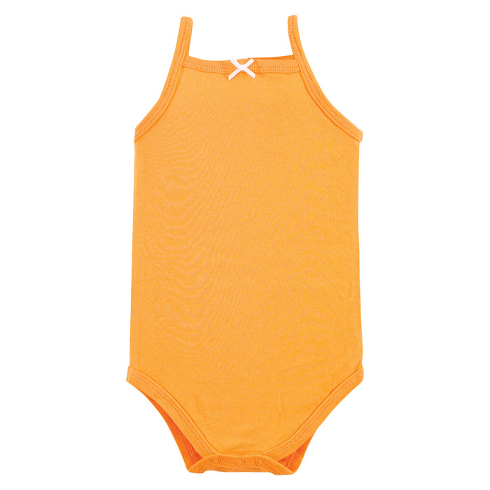 Hudson Baby Infant Girl Cotton Bodysuits, Citrus Orange, 5-Pack