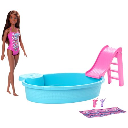 Barbie Doll and Pool Playset - Brunette Doll