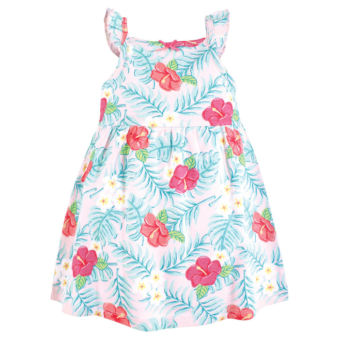 Hudson Baby Infant and Toddler Girl Cotton Dresses, Tropical Floral