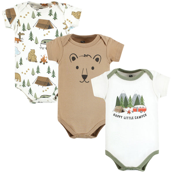 Hudson Baby Cotton Bodysuits, Little Camper 3-Pack