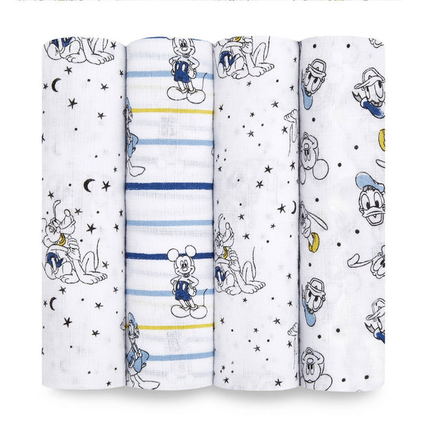 Aden + Anais Essentials Disney Baby 4 Pack Mickey Stargazer Swaddle Blanket