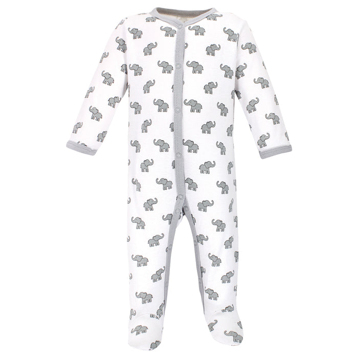 Hudson Baby Cotton Snap Sleep and Play 2-Pack, Elephant Giraffe