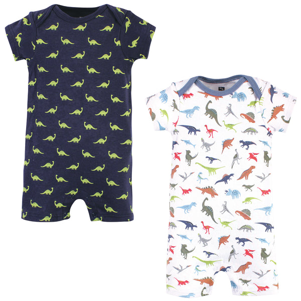 Hudson Baby Infant Boy Cotton Rompers, Dino