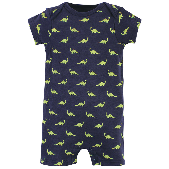 Hudson Baby Infant Boy Cotton Rompers, Dino