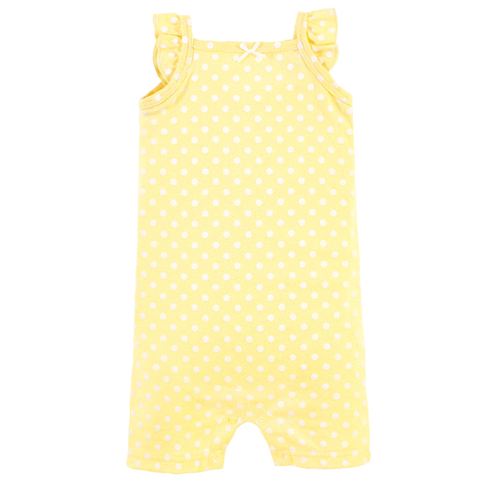 Hudson Baby Infant Girl Cotton Rompers, Daisy, 2-Pack