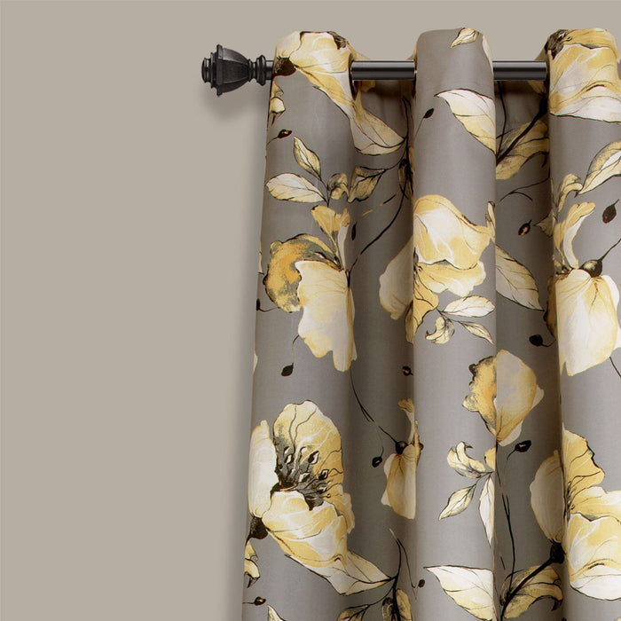 LushDecor Delsey Floral Absolute Blackout Window Curtain Set