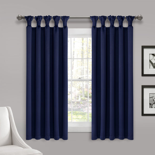 LushDecor Insulated Knotted Tab Top Blackout Window Curtain Panel Set