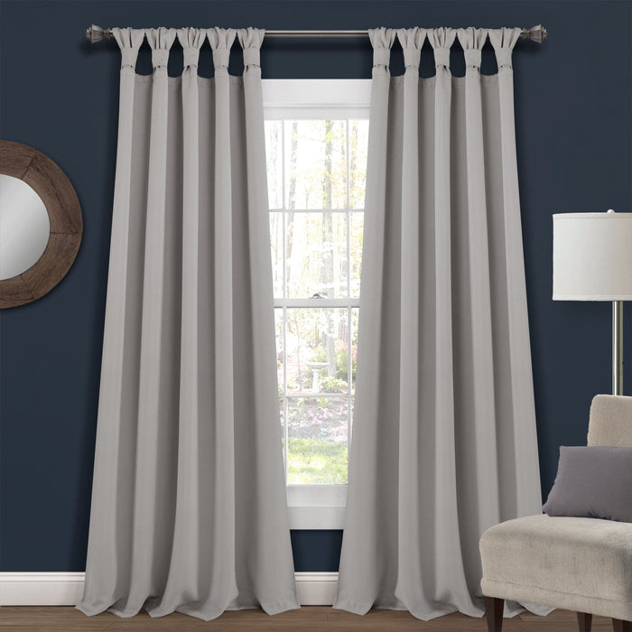 LushDecor Insulated Knotted Tab Top Blackout Window Curtain Panel Set